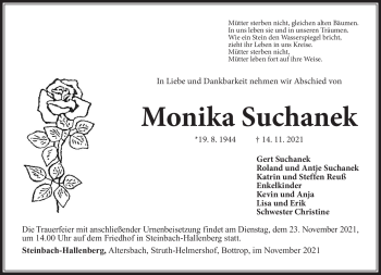 Traueranzeige von Monika Suchanek von Südthüringer Presse