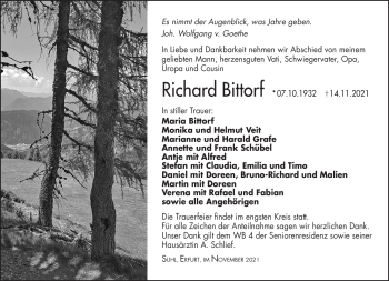 Traueranzeige von Richard Bittorf von Südthüringer Presse