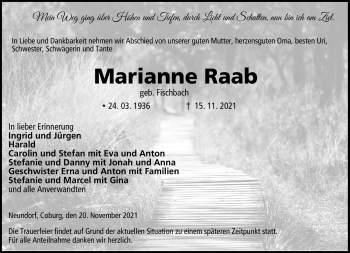 Traueranzeige von Marianne Raab von Neue Presse Coburg