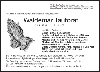 Traueranzeige von Waldemar Tautorat von Neue Presse Coburg
