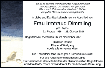 Traueranzeige von Irmtraud Dimmling von Frankenpost