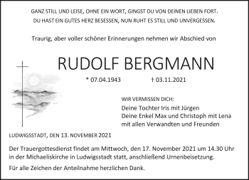 Traueranzeige von Rudolf Bergmann von Neue Presse Coburg