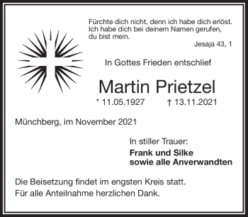 Traueranzeige von Martin Prietzel von Frankenpost