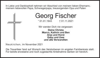 Traueranzeige von Georg Fischer von Neue Presse Coburg