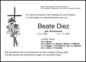 Traueranzeige von Beate Diez von Neue Presse Coburg