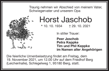Traueranzeige von Horst Jaschob von Frankenpost