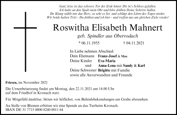 Traueranzeige von Roswitha Mahnert von Neue Presse Coburg
