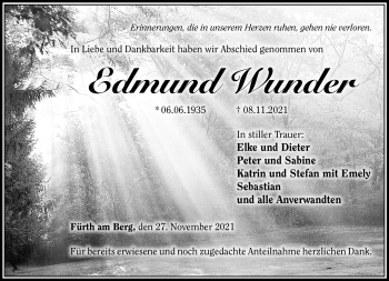 Traueranzeige von Edmund Wunder von Neue Presse Coburg