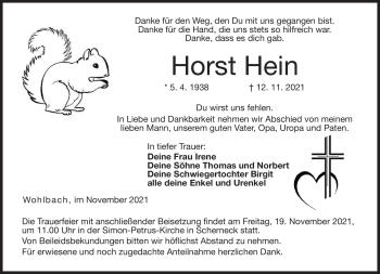 Traueranzeige von Horst Hein von Neue Presse Coburg