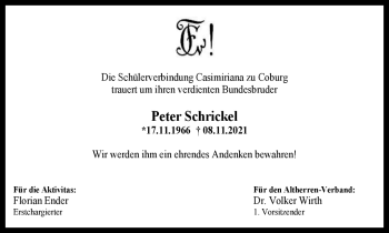 Traueranzeige von Peter Schrickl von Neue Presse Coburg