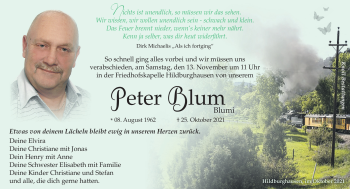 Traueranzeige von Peter Blum von Südthüringer Presse