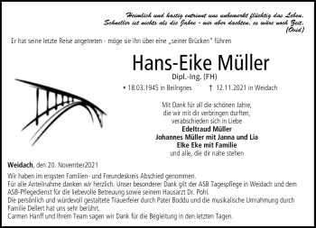Traueranzeige von Hans-Eike Müller von Neue Presse Coburg