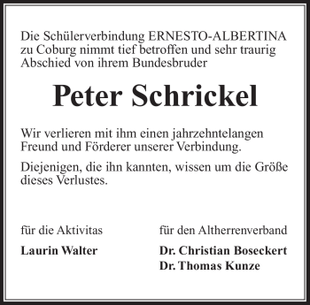 Traueranzeige von Peter Schrickel von Neue Presse Coburg