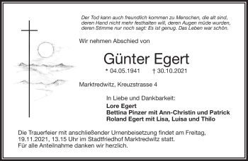 Traueranzeige von Günter Egert von Frankenpost