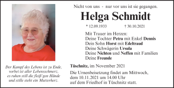 Traueranzeige von Helga Schmidt von Neue Presse Coburg