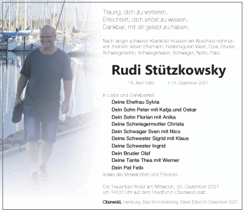 Traueranzeige von Rudi Stützkowsky von Südthüringer Presse