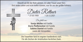 Traueranzeige von Dieter Rettner von Neue Presse Coburg