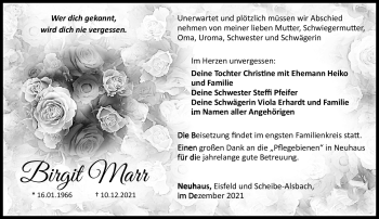 Traueranzeige von Birgit Marr von Südthüringer Presse