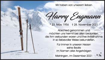 Traueranzeige von Harry Engmann von Südthüringer Presse