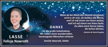 Traueranzeige von Felicia Naworth von Frankenpost