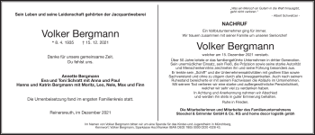 Traueranzeige von Volker Bergmann von Frankenpost