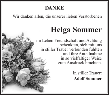 Traueranzeige von Helga Sommer von Südthüringer Presse