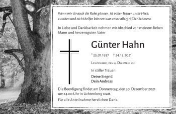 Traueranzeige von Günter Hahn von Frankenpost