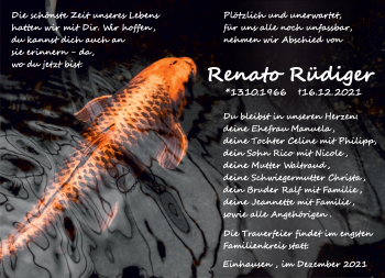 Traueranzeige von Renato Rüdiger von Südthüringer Presse