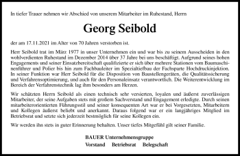 Traueranzeige von Georg Seibold von Neue Presse Coburg