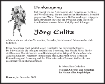 Traueranzeige von Jörg Eulitz von Südthüringer Presse