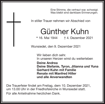 Traueranzeige von Günther Kuhn von Frankenpost