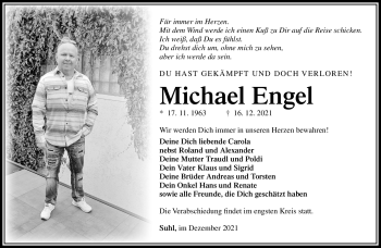 Traueranzeige von Michael Engel von Südthüringer Presse