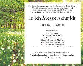 Traueranzeige von Erich Messerschmidt von Südthüringer Presse