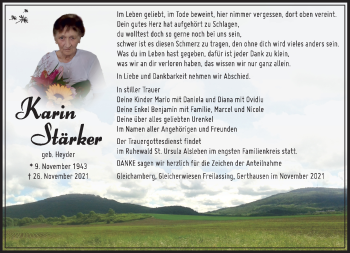 Traueranzeige von Karin Stärker von Südthüringer Presse