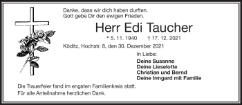 Traueranzeige von Edi Taucher von Frankenpost