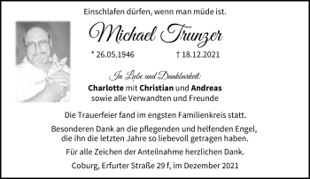 Traueranzeige von Michael Trunzer von Neue Presse Coburg