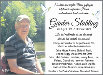 Traueranzeige von Günter Stübling von Südthüringer Presse