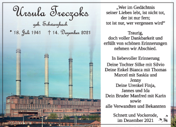 Traueranzeige von Ursula Treczoks von Südthüringer Presse