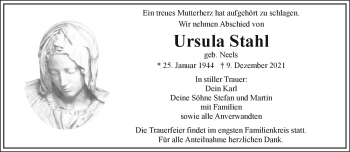 Traueranzeige von Ursula Stahl von Frankenpost