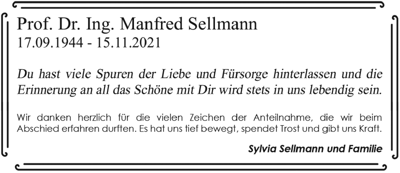  Traueranzeige für Manfred Sellmann vom 18.12.2021 aus Neue Presse Coburg