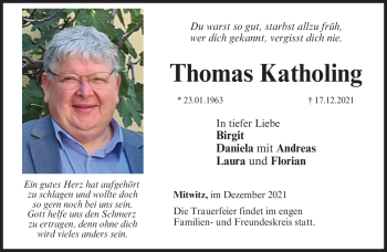 Traueranzeige von Thomas Katholing von Neue Presse Coburg