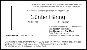 Traueranzeige von Günter Häring von Neue Presse Coburg