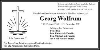 Traueranzeige von Georg Wolfrum von Frankenpost