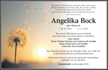 Traueranzeige von Angelika Bock von Südthüringer Presse