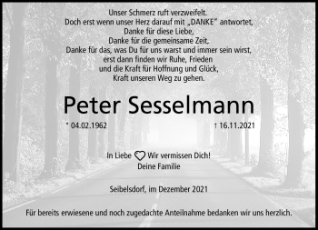 Traueranzeige von Peter Sesselmann von Neue Presse Coburg