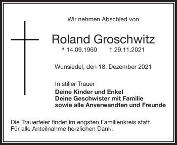 Traueranzeige von Roland Groschwitz von Frankenpost