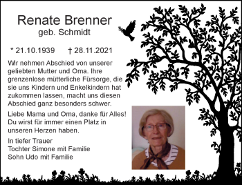 Traueranzeige von renate Brenner von Frankenpost