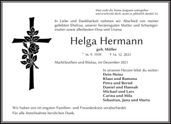 Traueranzeige von Helga Herrmann von Frankenpost