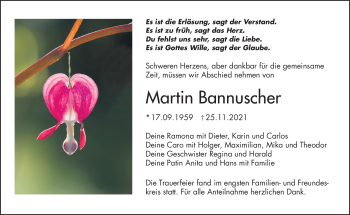 Traueranzeige von Martin Bannuscher von Frankenpost