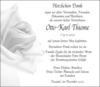Traueranzeige von Otto-Karl Thieme von Südthüringer Presse